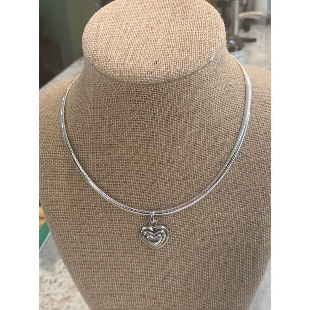 .925 Italy 16" Sterling Silver Omega with Fine Arf Heart Pendant #Mothers Day